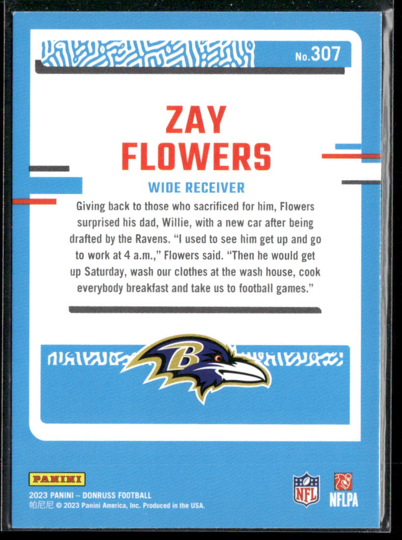 Zay Flowers 2023 Donruss #307 RC Baltimore Ravens