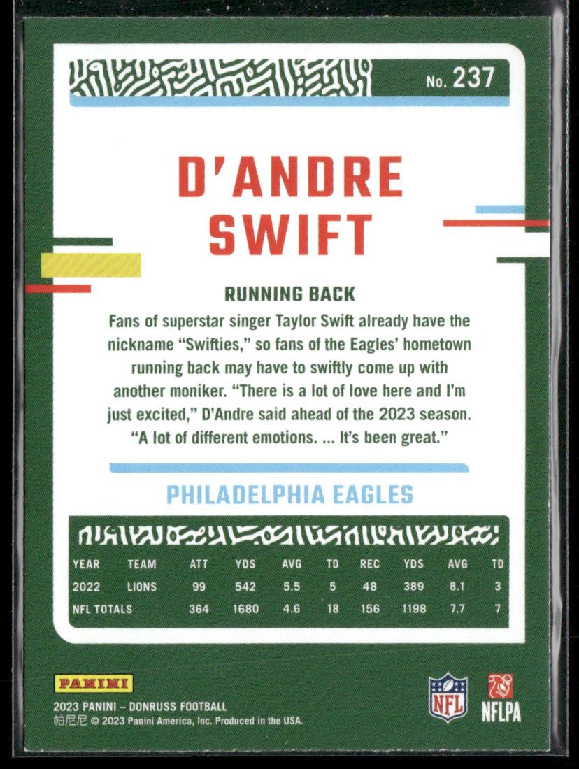 D'Andre Swift 2023 Donruss #237 Philadelphia Eagles