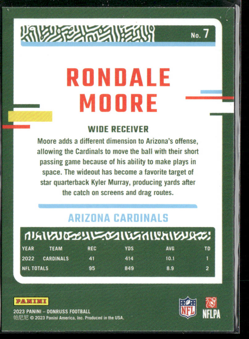 Rondale Moore 2023 Donruss #7 Arizona Cardinals