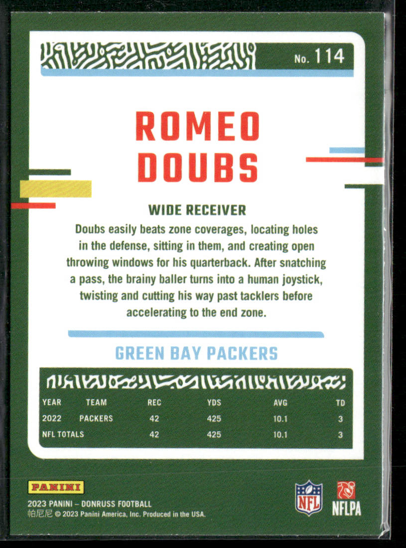 Romeo Doubs 2023 Donruss #114 Green Bay Packers