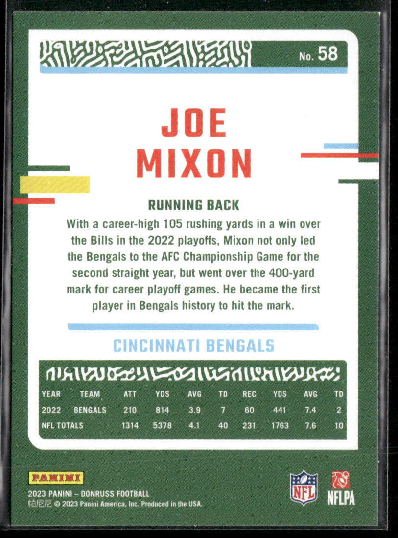Joe Mixon 2023 Donruss #58 Cincinnati Bengals