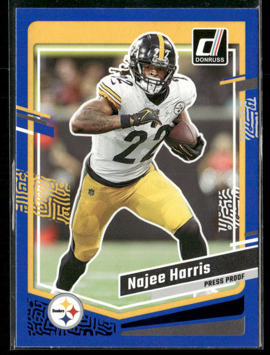 Najee Harris 2023 Donruss Press Proof Blue #252 Pittsburgh Steelers