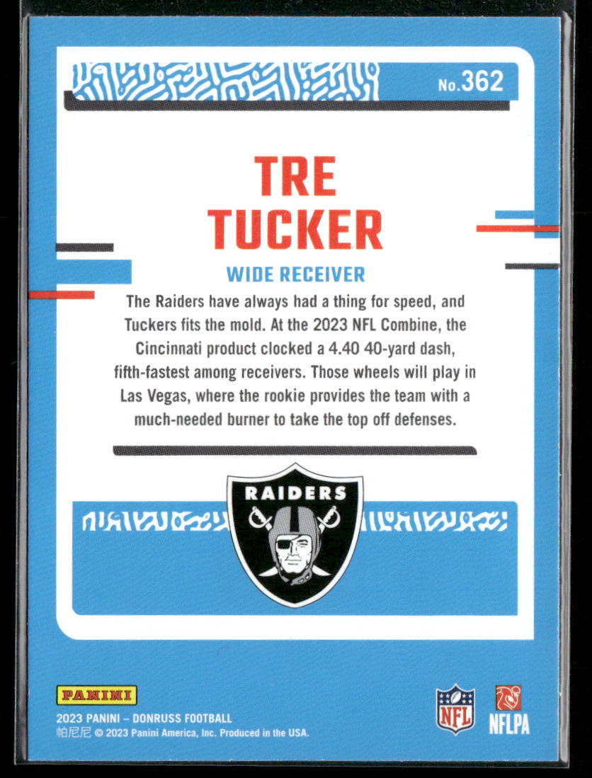 Tre Tucker 2023 Donruss #362 RC Las Vegas Raiders
