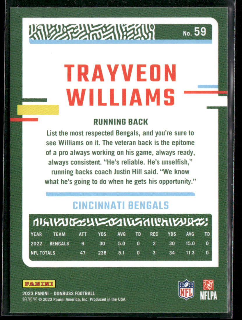 Trayveon Williams 2023 Donruss #59 Cincinnati Bengals