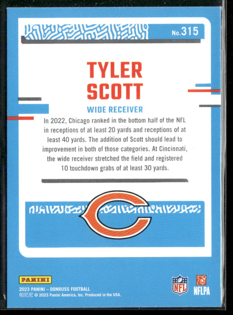 Tyler Scott 2023 Donruss #315 RC Chicago Bears