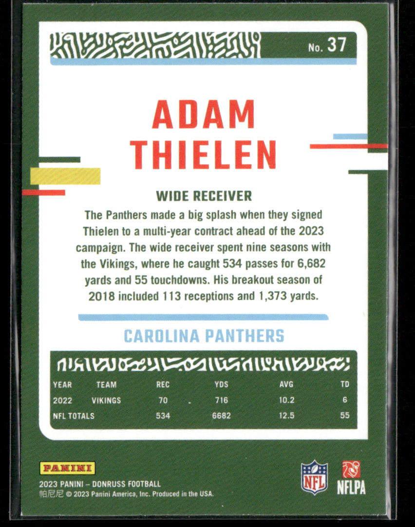 Adam Thielen 2023 Donruss #37 Carolina Panthers
