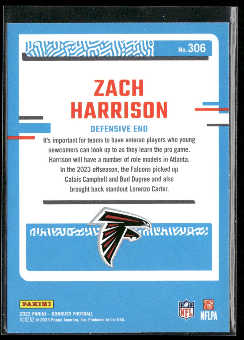 Zach Harrison 2023 Donruss #306 RC Atlanta Falcons