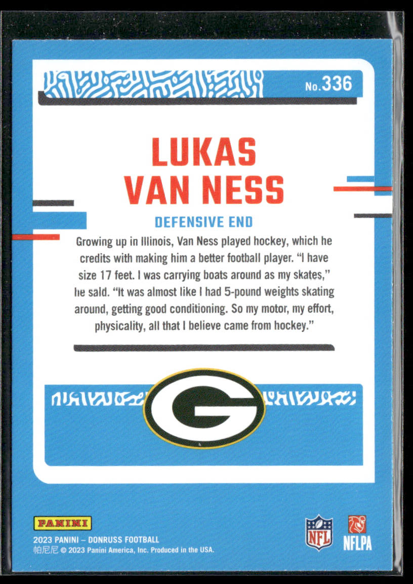 Lukas Van Ness 2023 Donruss #336 RC Green Bay Packers
