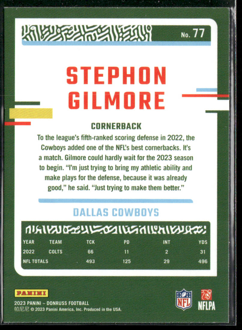 Stephon Gilmore 2023 Donruss #77 Dallas Cowboys