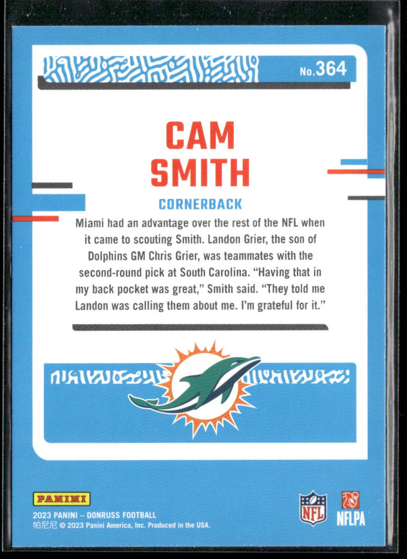 Cam Smith 2023 Donruss #364 RC Miami Dolphins