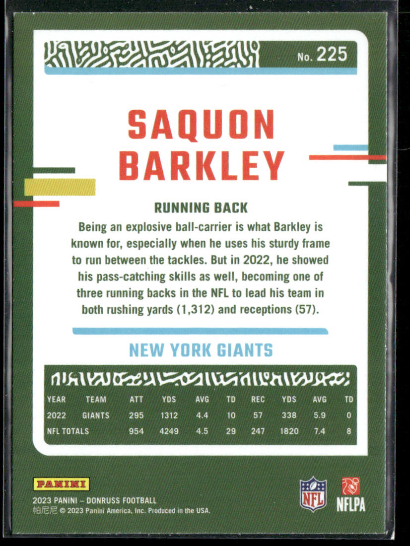 Saquon Barkley 2023 Donruss Press Proof Blue #225 New York Giants
