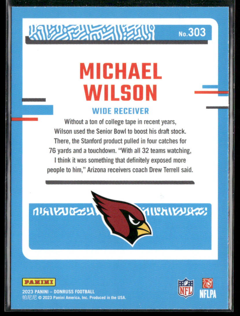 Michael Wilson 2023 Donruss #303 RC Arizona Cardinals