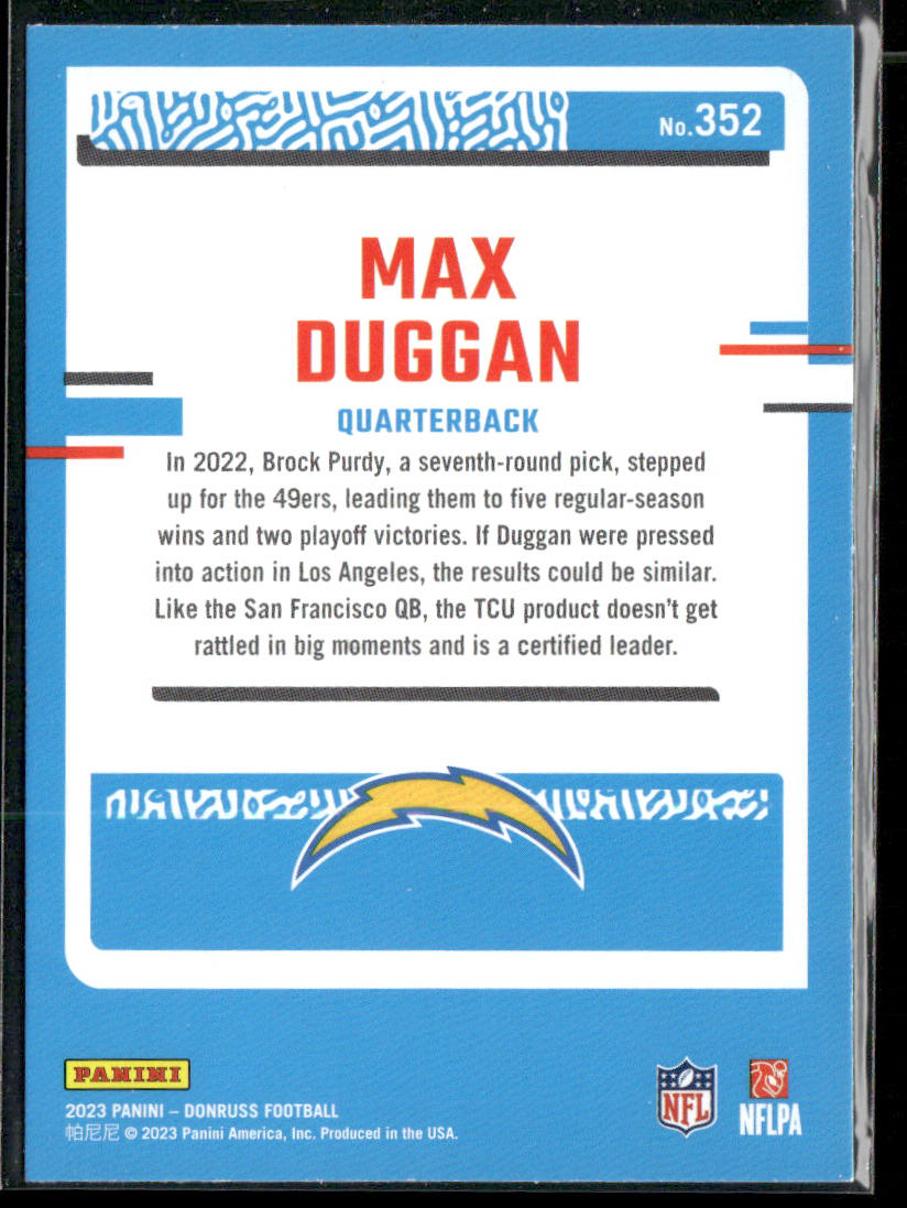 Max Duggan 2023 Donruss #352 RC Los Angeles Chargers