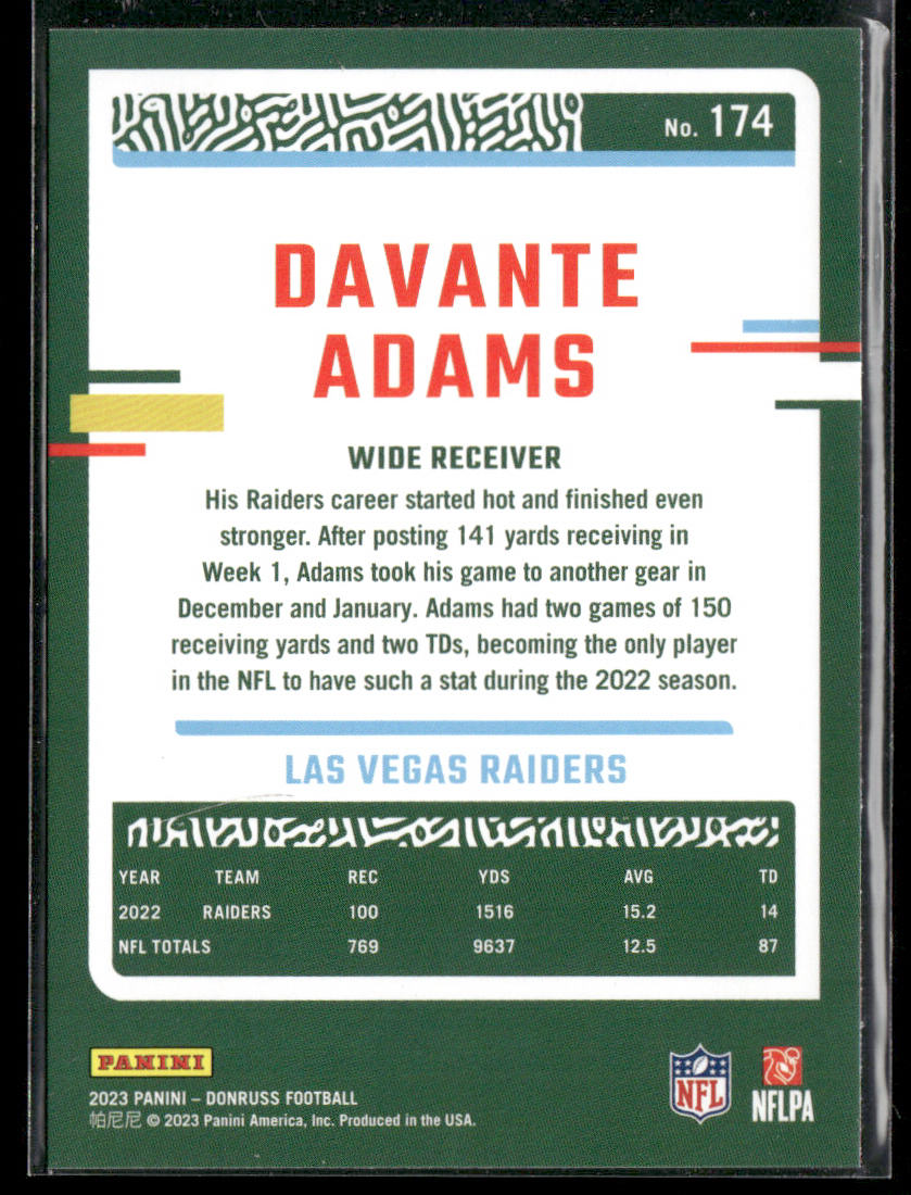 Davante Adams 2023 Donruss #174 Las Vegas Raiders