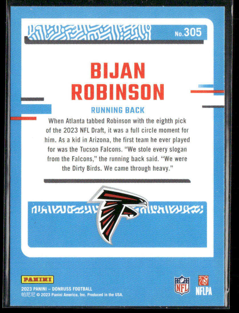 Bijan Robinson 2023 Donruss #305 RC Atlanta Falcons