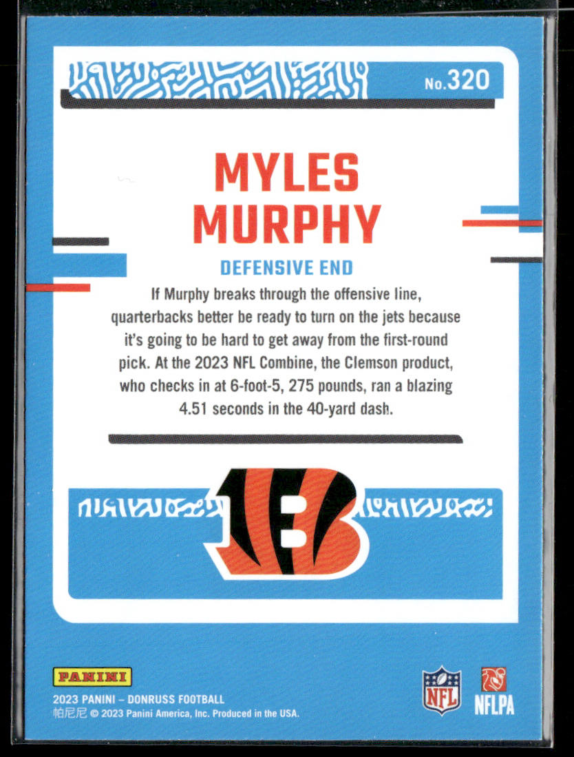 Myles Murphy 2023 Donruss #320 RC Cincinnati Bengals