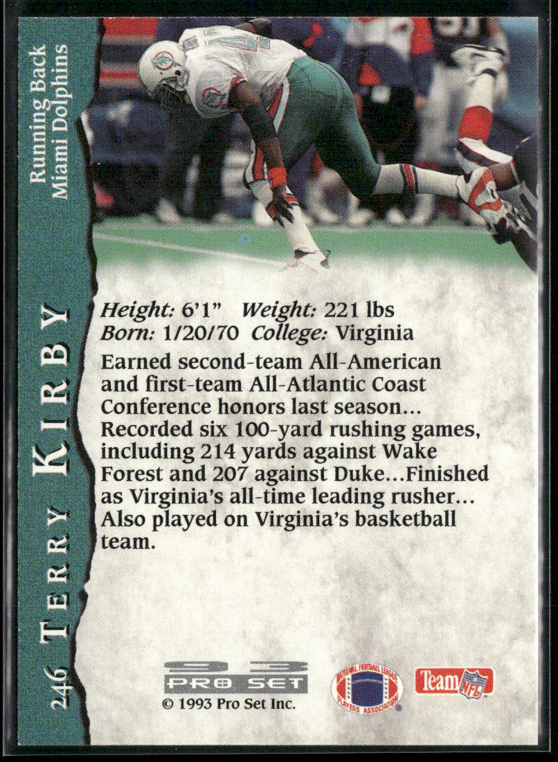 Terry Kirby 1993 Pro Set #246 RC Miami Dolphins