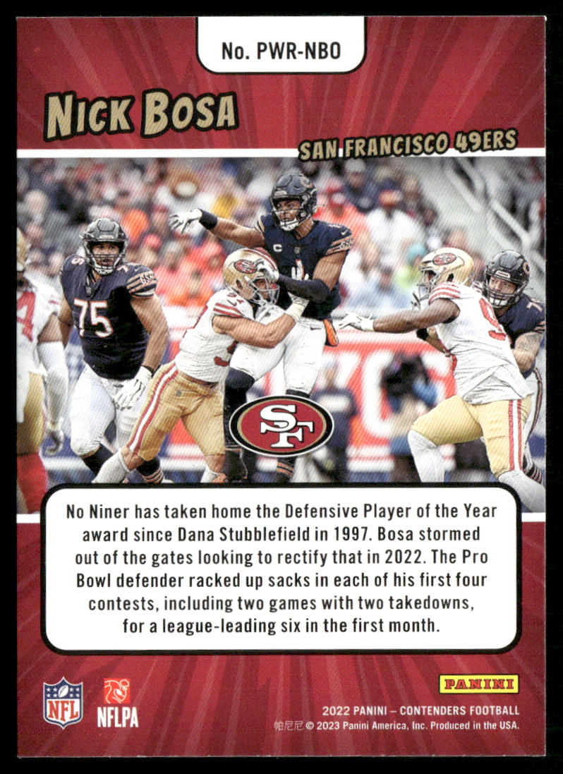 Nick Bosa 2022 Panini Contenders Power Players #PWR-NBO San Francisco 49ers