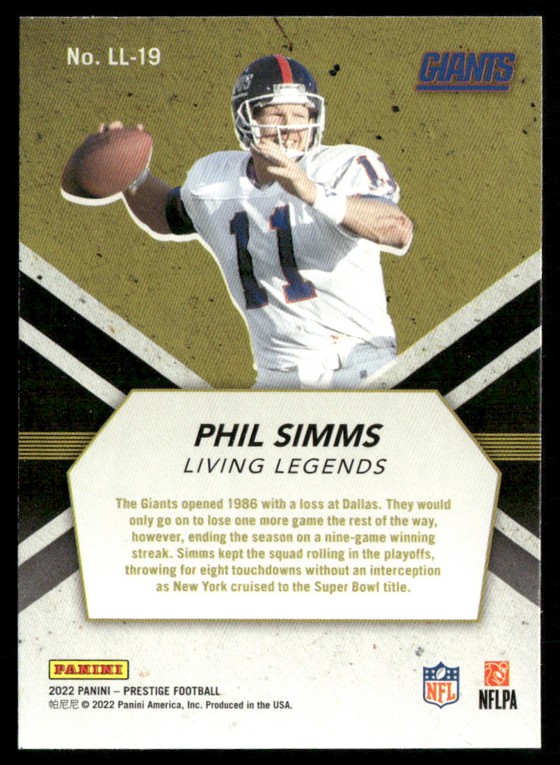 Phil Simms 2022 Panini Prestige Living Legends #LL-19 New York Giants