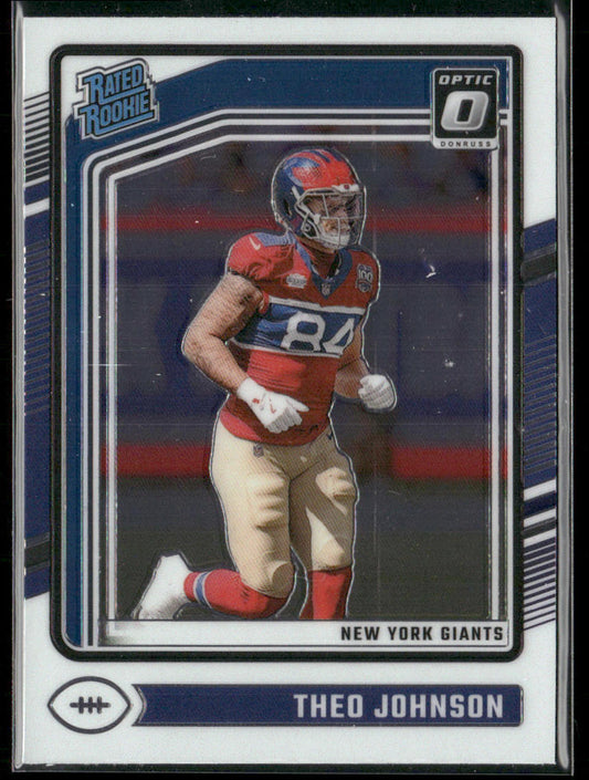 Theo Johnson 2024 Donruss Optic #291 RC New York Giants