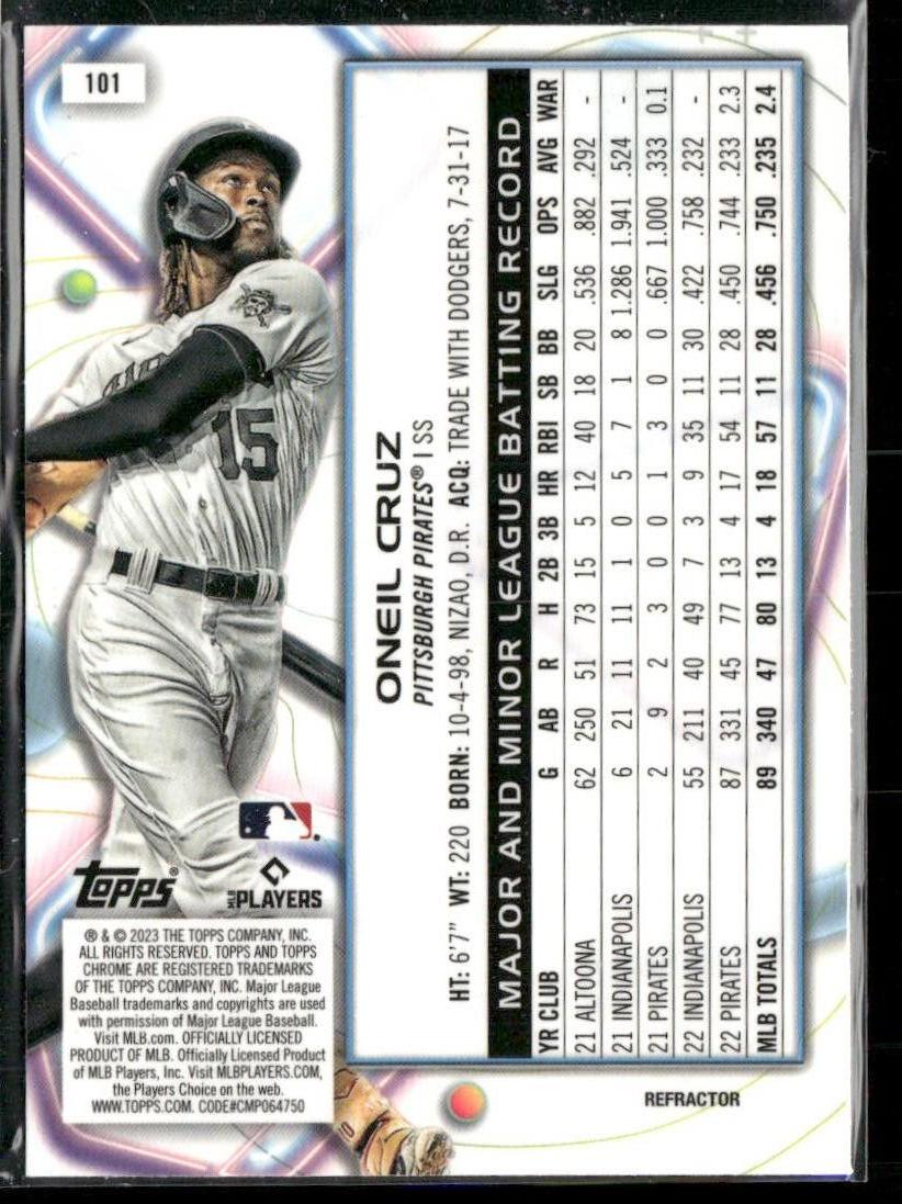 Oneil Cruz 2023 Topps Cosmic Chrome Refractor #101 Pittsburgh Pirates