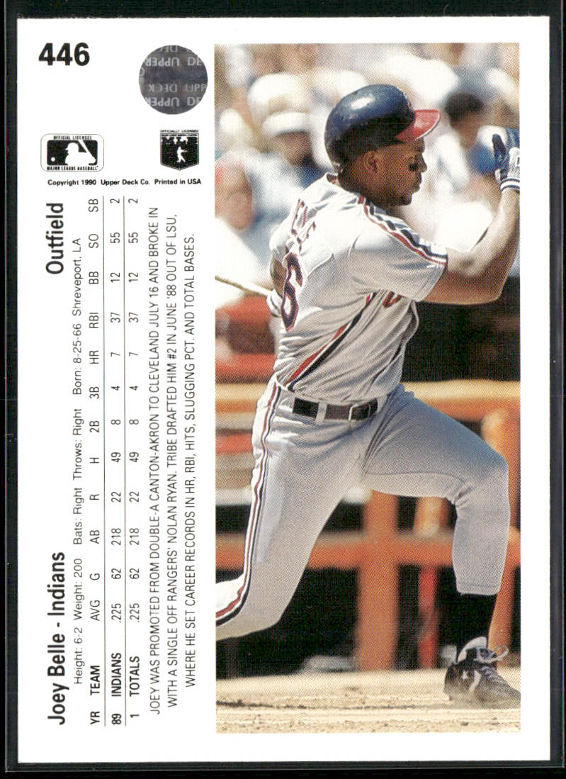 Joey Belle 1990 Upper Deck #446 RC Cleveland Indians