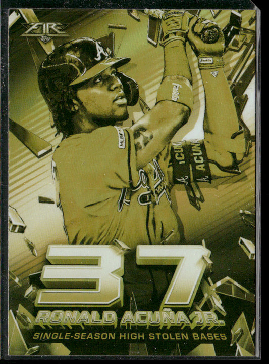 Ronald Acuña Jr. 2020 Topps Fire Shattering Stats Gold Minted #SS-2 Braves
