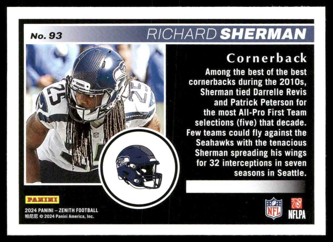 Richard Sherman 2024 Panini Zenith #93 Seattle Seahawks