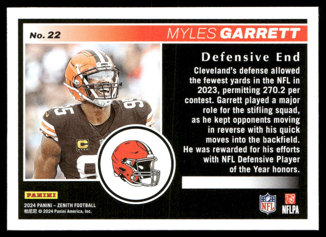 Myles Garrett 2024 Panini Zenith #22 Cleveland Browns