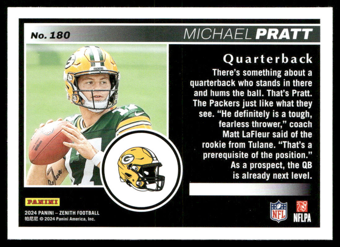 Michael Pratt 2024 Panini Zenith Retail #180 RC Green Bay Packers