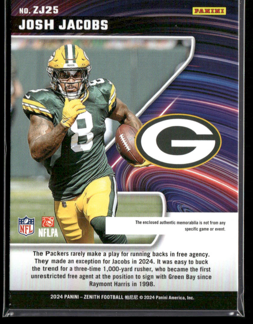 Josh Jacobs 2024 Panini Zenith Z Jersey #ZJ25 MEM Green Bay Packers