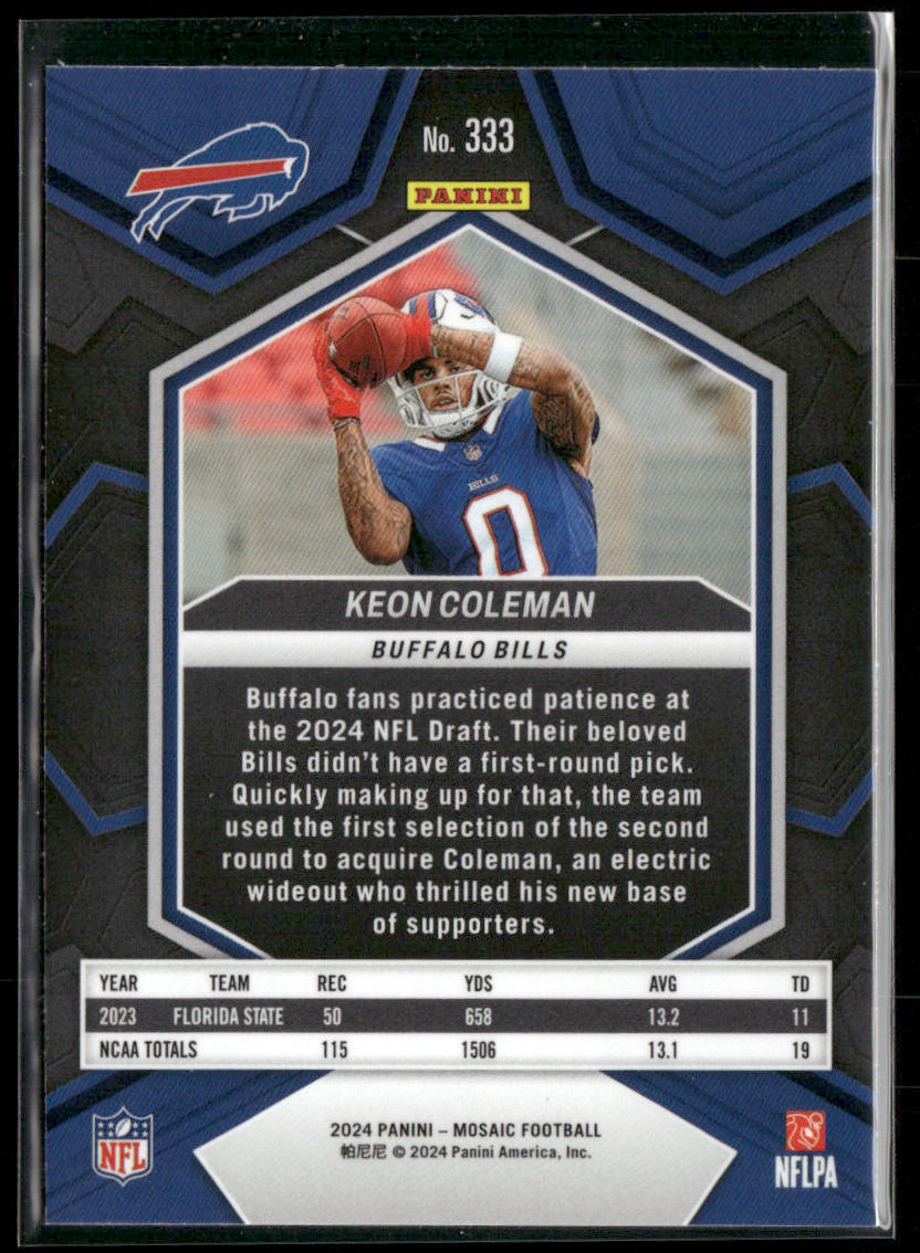 Keon Coleman 2024 Panini Mosaic #333 RC Buffalo Bills