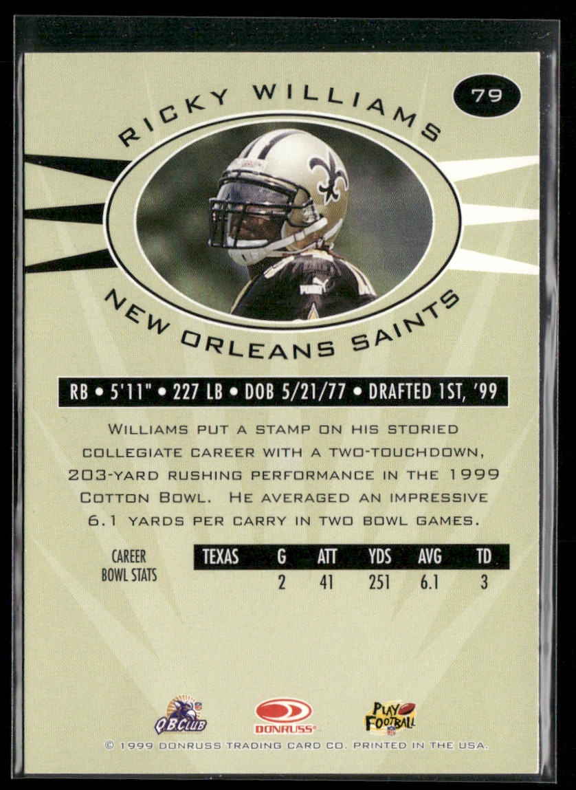 Ricky Williams 1999 Donruss Preferred QBC #79 New Orleans Saints