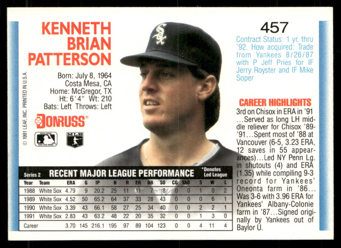 Jeff Brantley 1992 Donruss #295 San Francisco Giants back