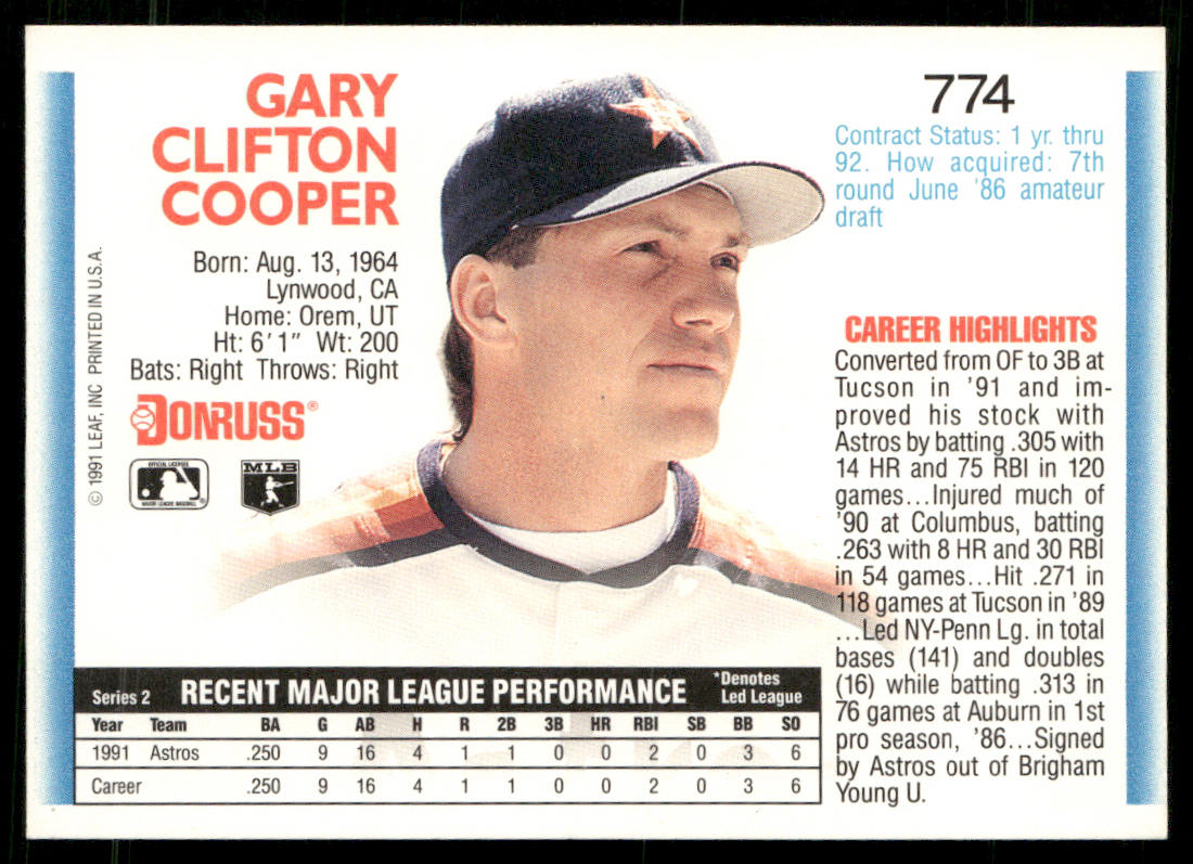 Les Lancaster 1992 Donruss #296b Chicago Cubs back