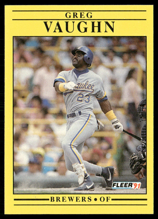 Greg Vaughn 1991 Fleer #599b Milwaukee Brewers front