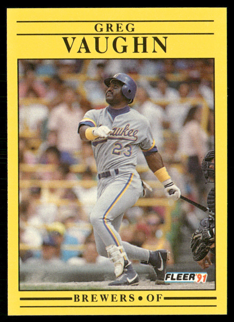 Greg Vaughn 1991 Fleer #599b Milwaukee Brewers front