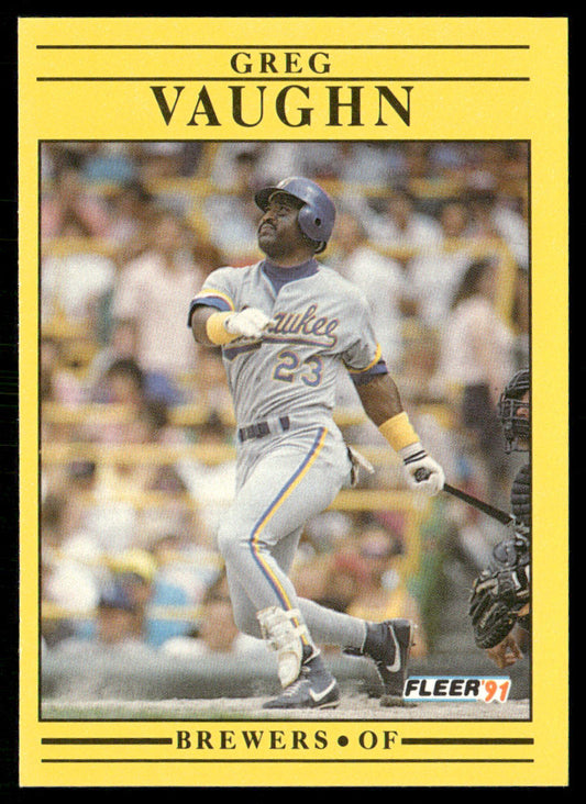 Greg Vaughn 1991 Fleer #599b Milwaukee Brewers front