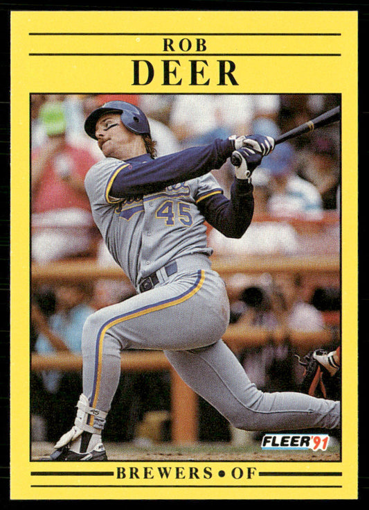 Rob Deer 1991 Fleer #580a Milwaukee Brewers