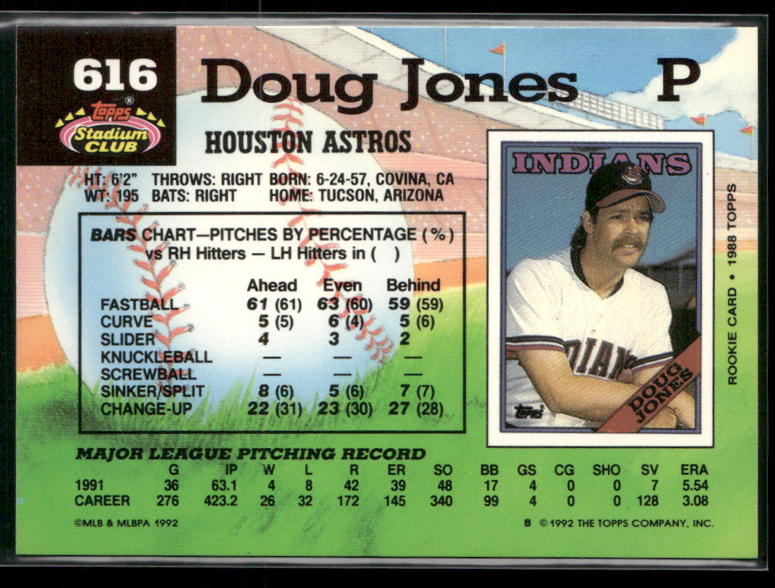 Doug Jones 1992 Stadium Club #616 Houston Astros