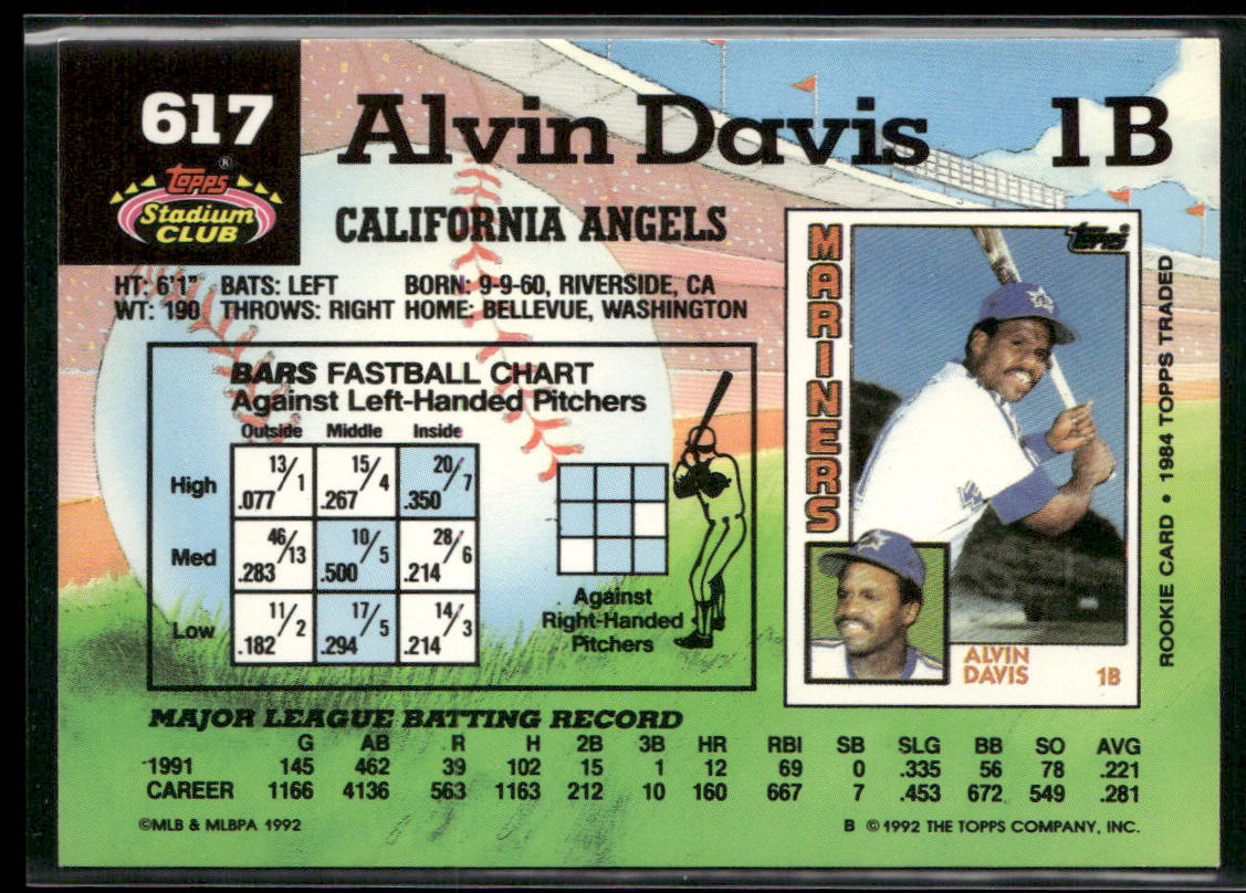 Alvin Davis 1992 Stadium Club #617 California Angels