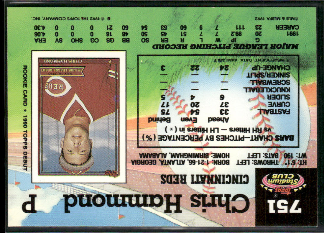 Chris Hammond 1992 Stadium Club #751 Cincinnati Reds