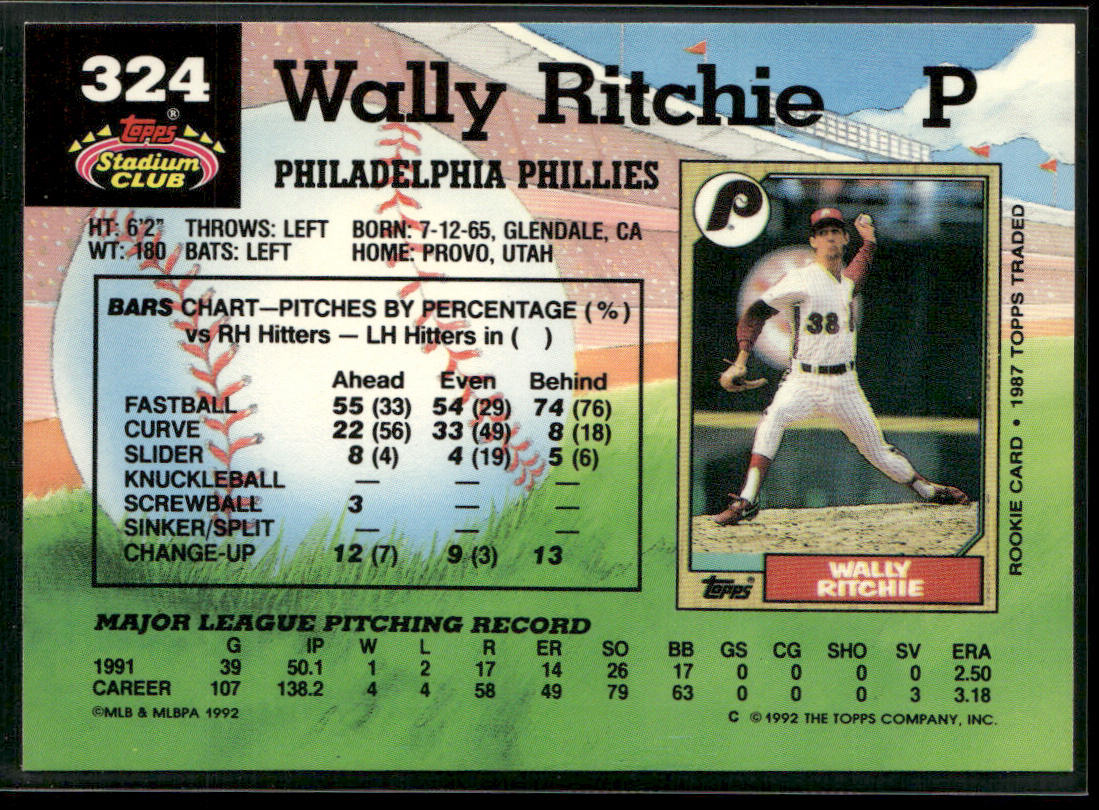 Wally Ritchie 1992 Stadium Club #324 Philadelphia Phillies