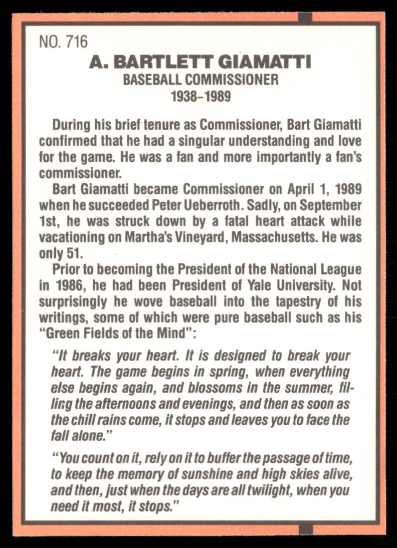 Bart Giamatti 1990 Donruss #716