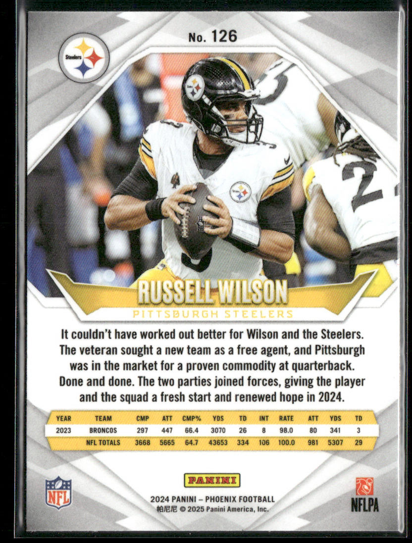 Russell Wilson 2024 Panini Phoenix #126 Pittsburgh Steelers