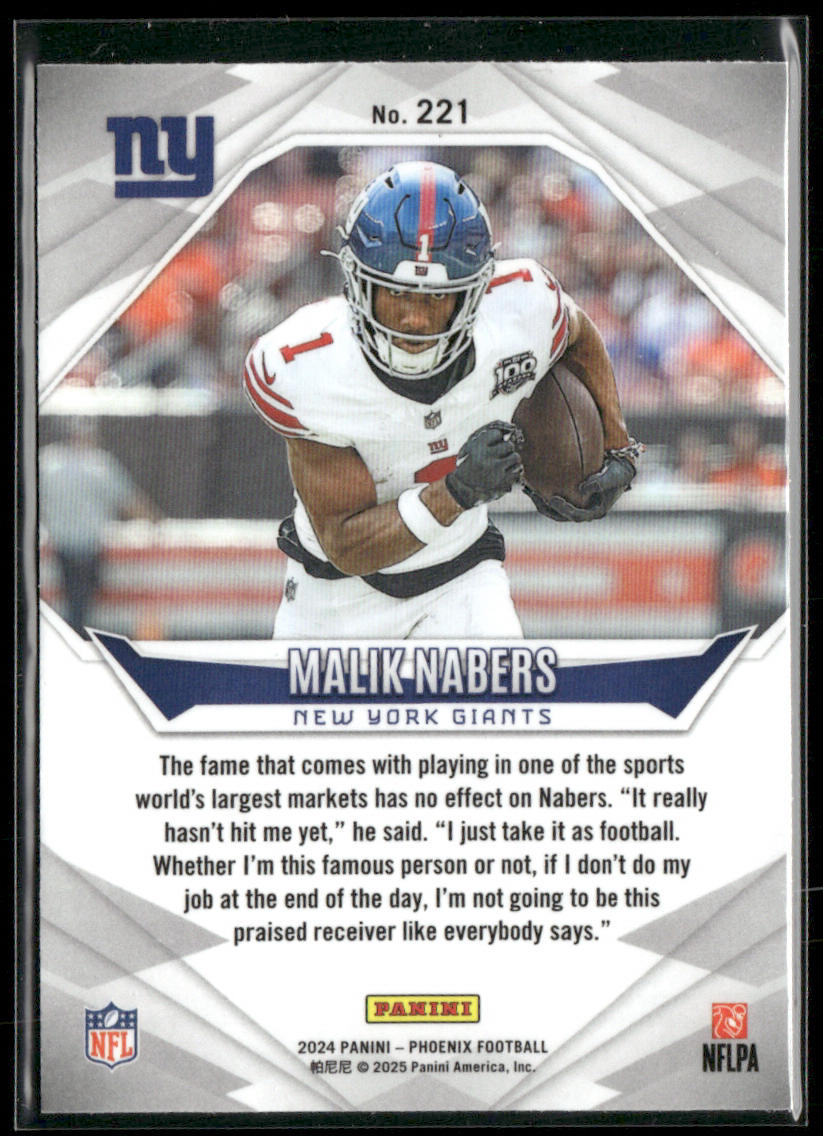Malik Nabers 2024 Panini Phoenix #221 RC New York Giants