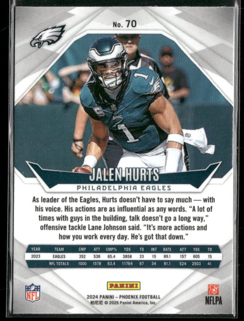 Jalen Hurts 2024 Panini Phoenix #70 Philadelphia Eagles back