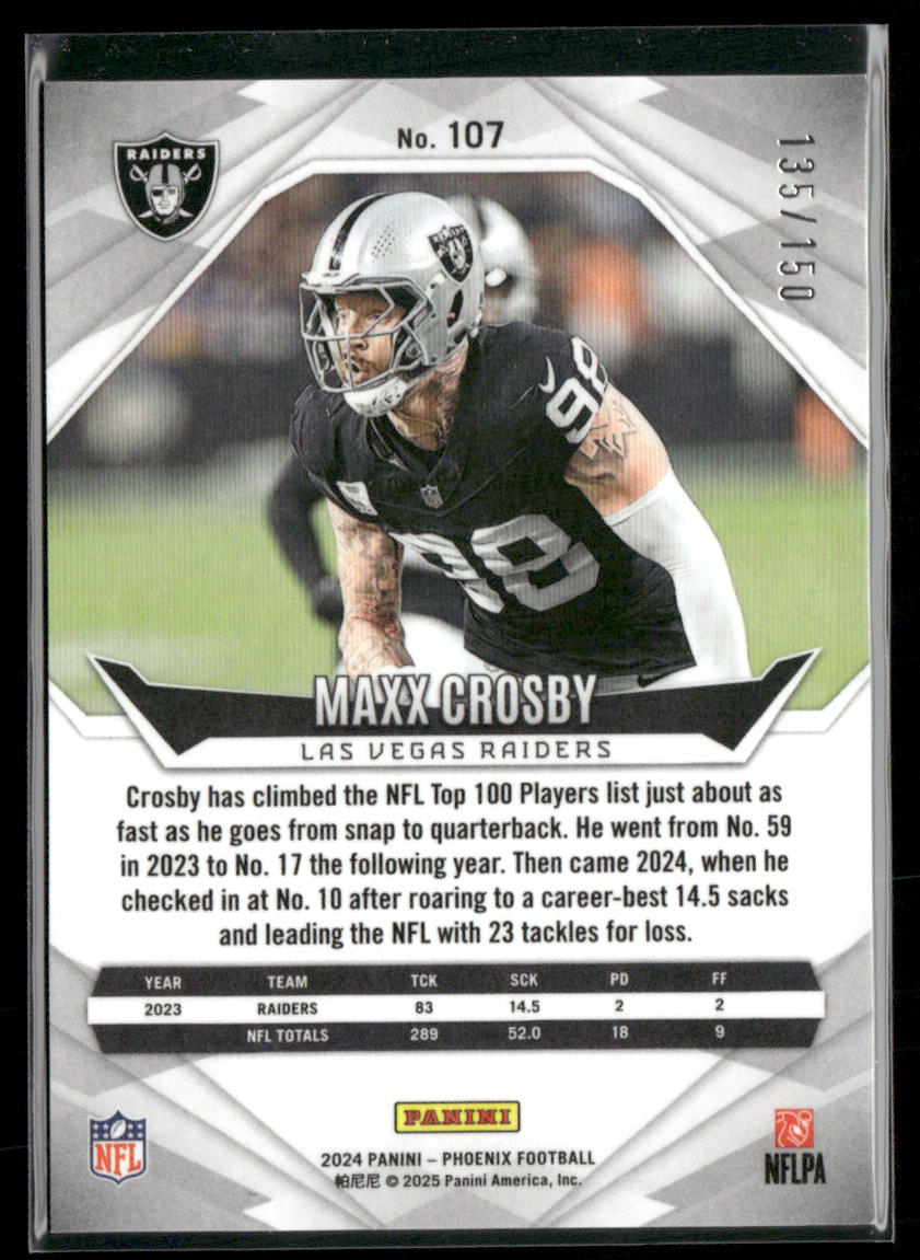 Maxx Crosby 2024 Panini Phoenix NFL Shield #107 SN Las Vegas Raiders