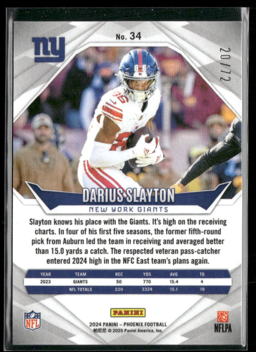 Darius Slayton 2024 Panini Phoenix Teal Fade #34 SN New York Giants