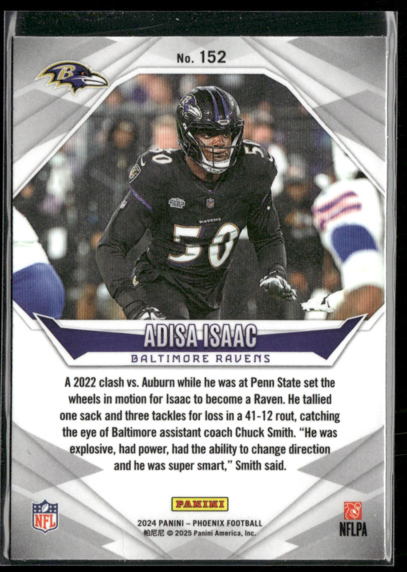 Adisa Isaac 2024 Panini Phoenix Ice #152 RC Baltimore Ravens